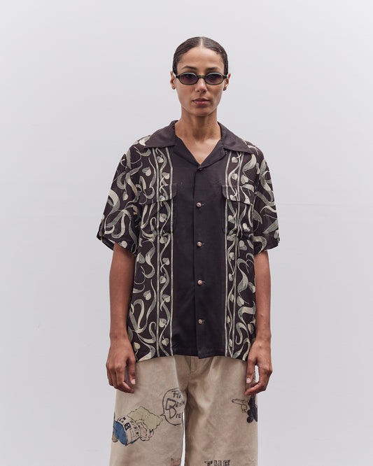 Kapital Silk Rayon Okura Short Sleeve Camp Collar Shirt, I-B