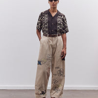 Kapital Silk Rayon Okura Short Sleeve Camp Collar Shirt, I-B