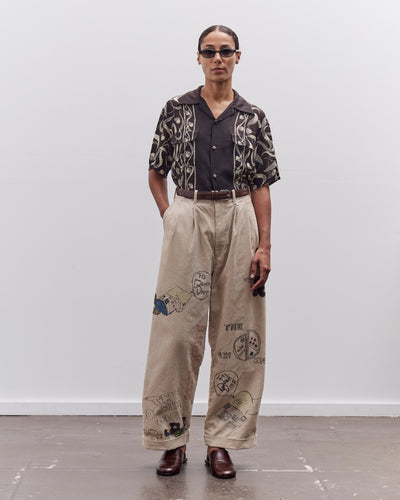 Kapital Silk Rayon Okura Short Sleeve Camp Collar Shirt, I-B