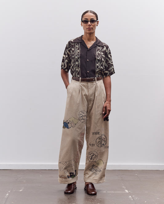 Kapital Silk Rayon Okura Short Sleeve Camp Collar Shirt, I-B