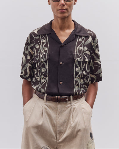 Kapital Silk Rayon Okura Short Sleeve Camp Collar Shirt, I-B