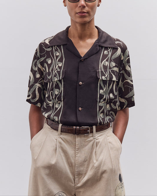 Kapital Silk Rayon Okura Short Sleeve Camp Collar Shirt, I-B