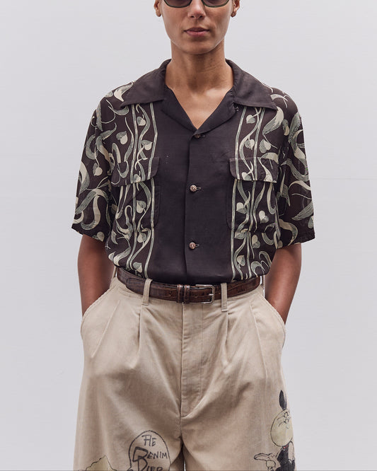 Kapital Silk Rayon Okura Short Sleeve Camp Collar Shirt, I-B