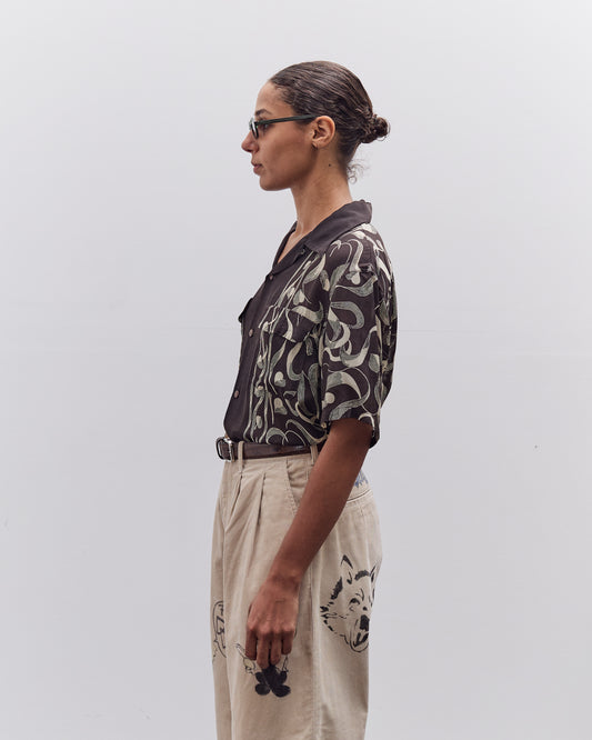 Kapital Silk Rayon Okura Short Sleeve Camp Collar Shirt, I-B