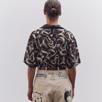 Kapital Silk Rayon Okura Short Sleeve Camp Collar Shirt, I-B