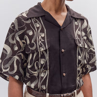 Kapital Silk Rayon Okura Short Sleeve Camp Collar Shirt, I-B