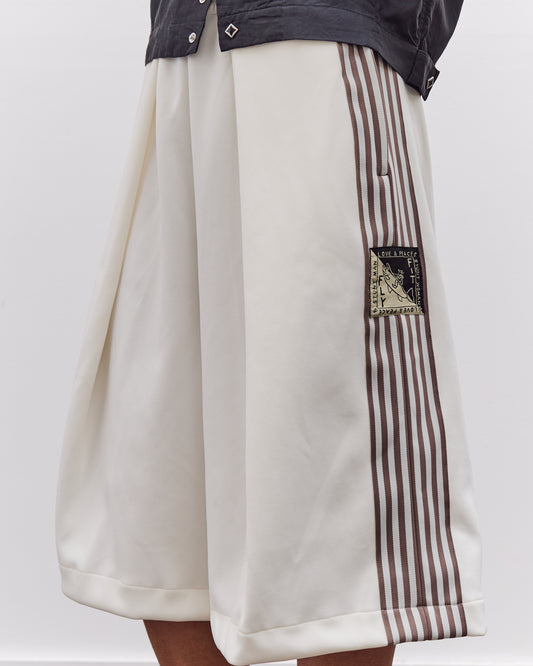Kapital Smooth Jersey Rice Track Shorts (Banner Stripe), White