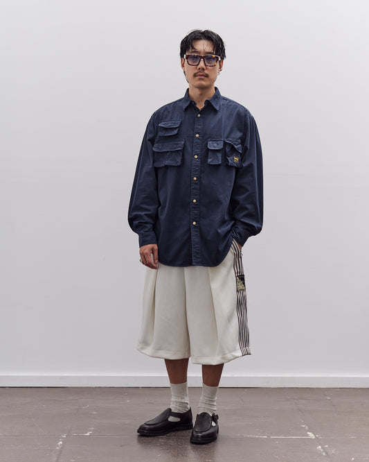 Kapital Smooth Jersey Rice Track Shorts (Banner Stripe) Unisex, White