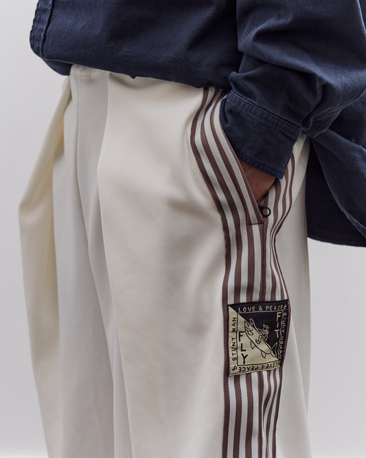 Kapital Smooth Jersey Rice Track Shorts (Banner Stripe) Unisex, White