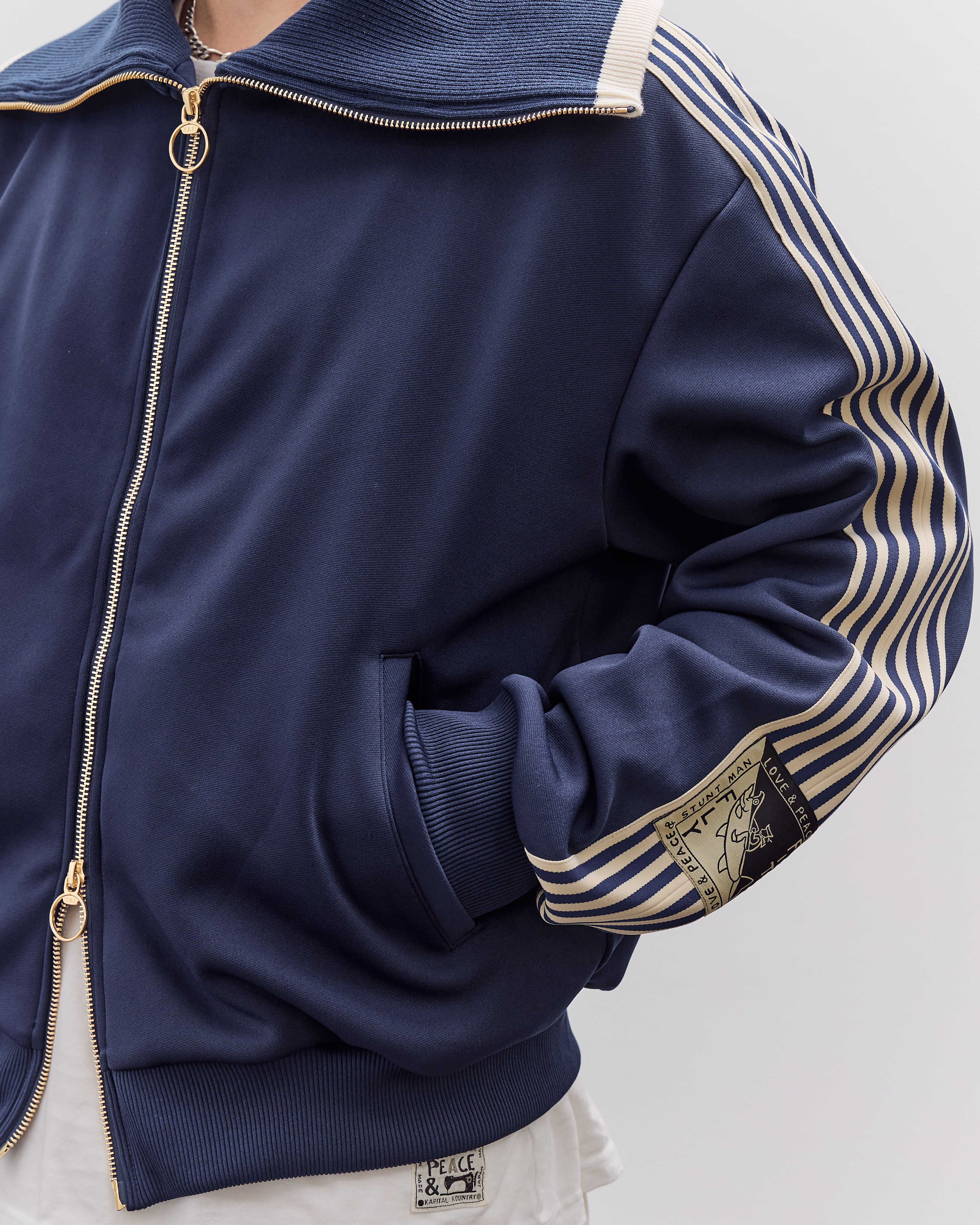Kapital Smooth Jersey Sailor Track JKT Unisex (BannerStripe), Navy
