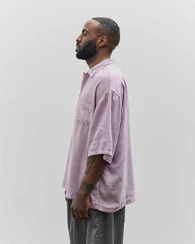 Kapital Unisex Soft Linen Open Collar BIG Shirt, LAVENDER