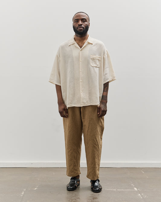 Kapital Unisex Soft Linen Open Collar Big Shirt, Ecru