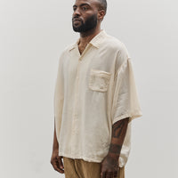 Kapital Unisex Soft Linen Open Collar Big Shirt, Ecru