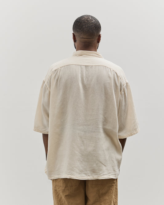 Kapital Unisex Soft Linen Open Collar Big Shirt, Ecru