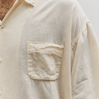 Kapital Unisex Soft Linen Open Collar Big Shirt, Ecru