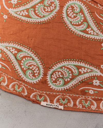 Kapital Washer Silk Neckerchief, Sambo Paisley, Orange