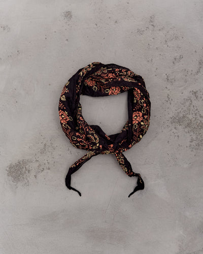 Kapital Washer Silk Neckerchief, Churchill Garden, Black