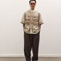 Kapital Wool Thin Stripe Great Women Baseball Shirt, Ecru