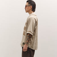 Kapital Wool Thin Stripe Great Women Baseball Shirt, Ecru