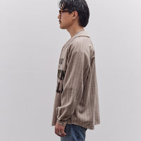 Kapital Wool Wide Stripe Great Women Baseball Long Sleeve Shirt Unisex, Beige