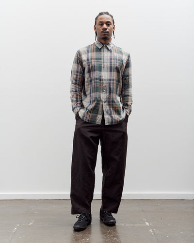 Kaptain Sunshine Gauze Plaid Plain Shirt, Forest Plaid