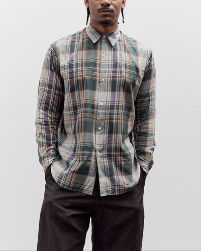 Kaptain Sunshine Gauze Plaid Plain Shirt, Forest Plaid