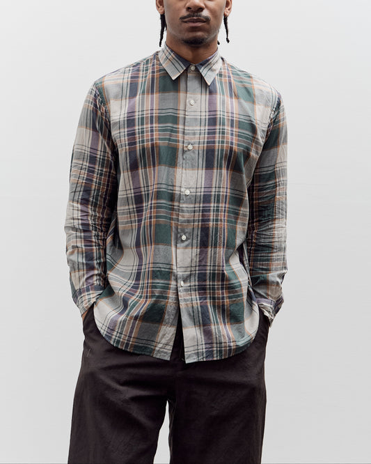Kaptain Sunshine Gauze Plaid Plain Shirt, Forest Plaid