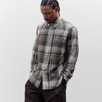 Kaptain Sunshine Gauze Plaid Plain Shirt, Forest Plaid