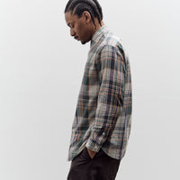 Kaptain Sunshine Gauze Plaid Plain Shirt, Forest Plaid