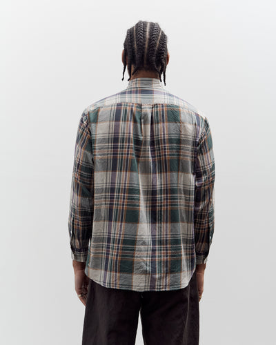 Kaptain Sunshine Gauze Plaid Plain Shirt, Forest Plaid