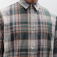 Kaptain Sunshine Gauze Plaid Plain Shirt, Forest Plaid