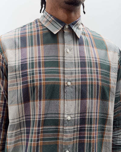 Kaptain Sunshine Gauze Plaid Plain Shirt, Forest Plaid