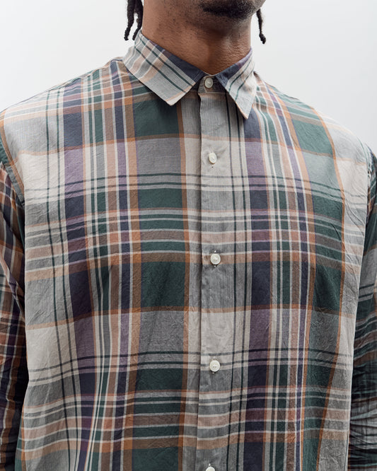 Kaptain Sunshine Gauze Plaid Plain Shirt, Forest Plaid