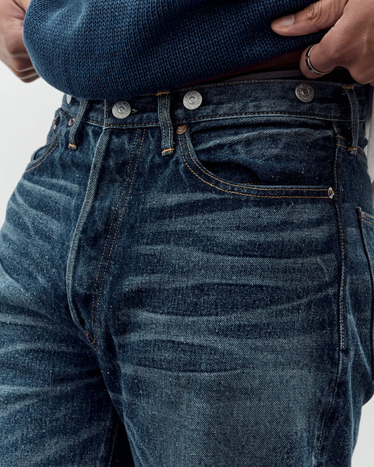 Kaptain Sunshine 1930 Straight Denim Pants, Indigo Vintage Wash