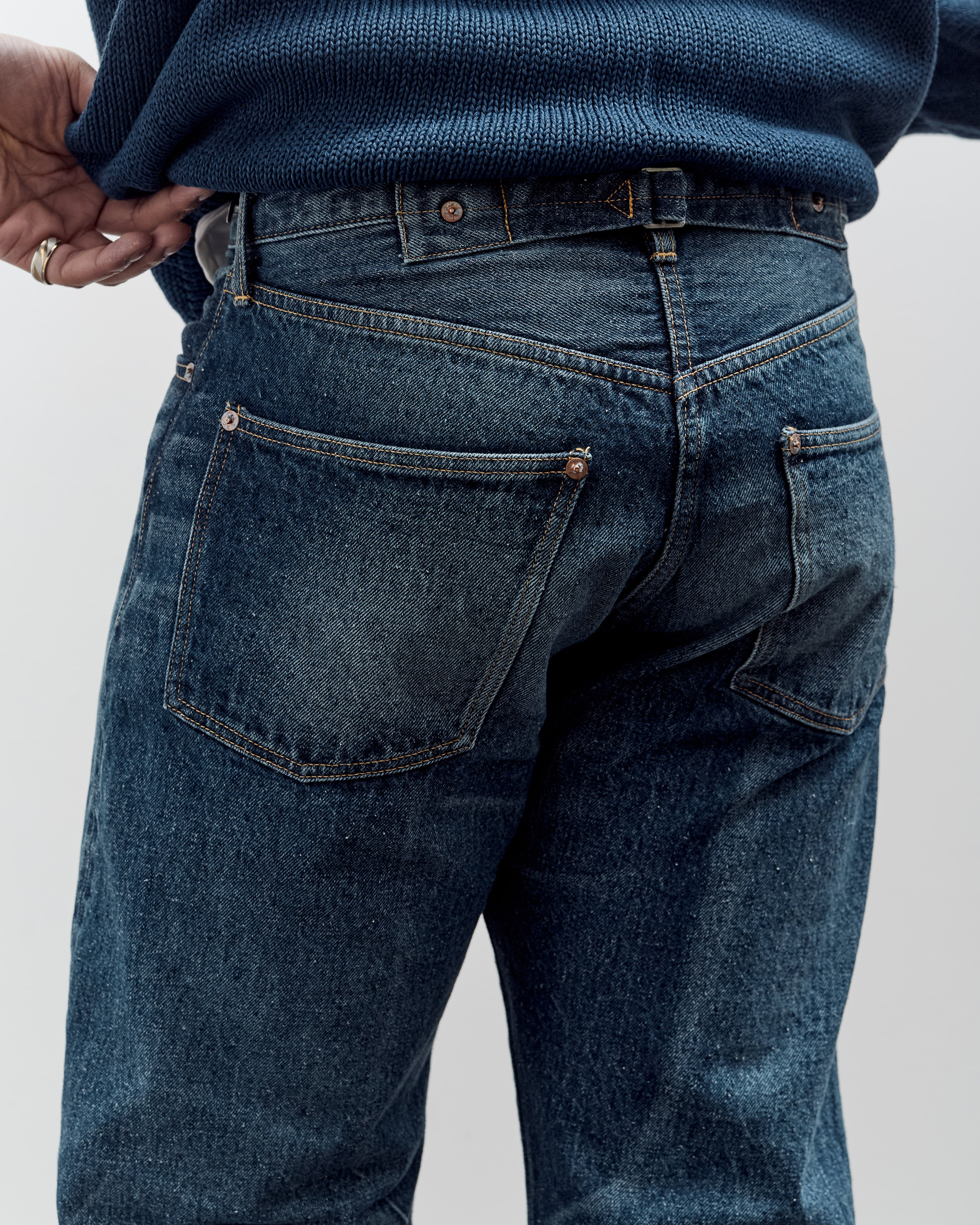 Kaptain Sunshine 1930 Straight Denim Pants, Indigo Vintage Wash