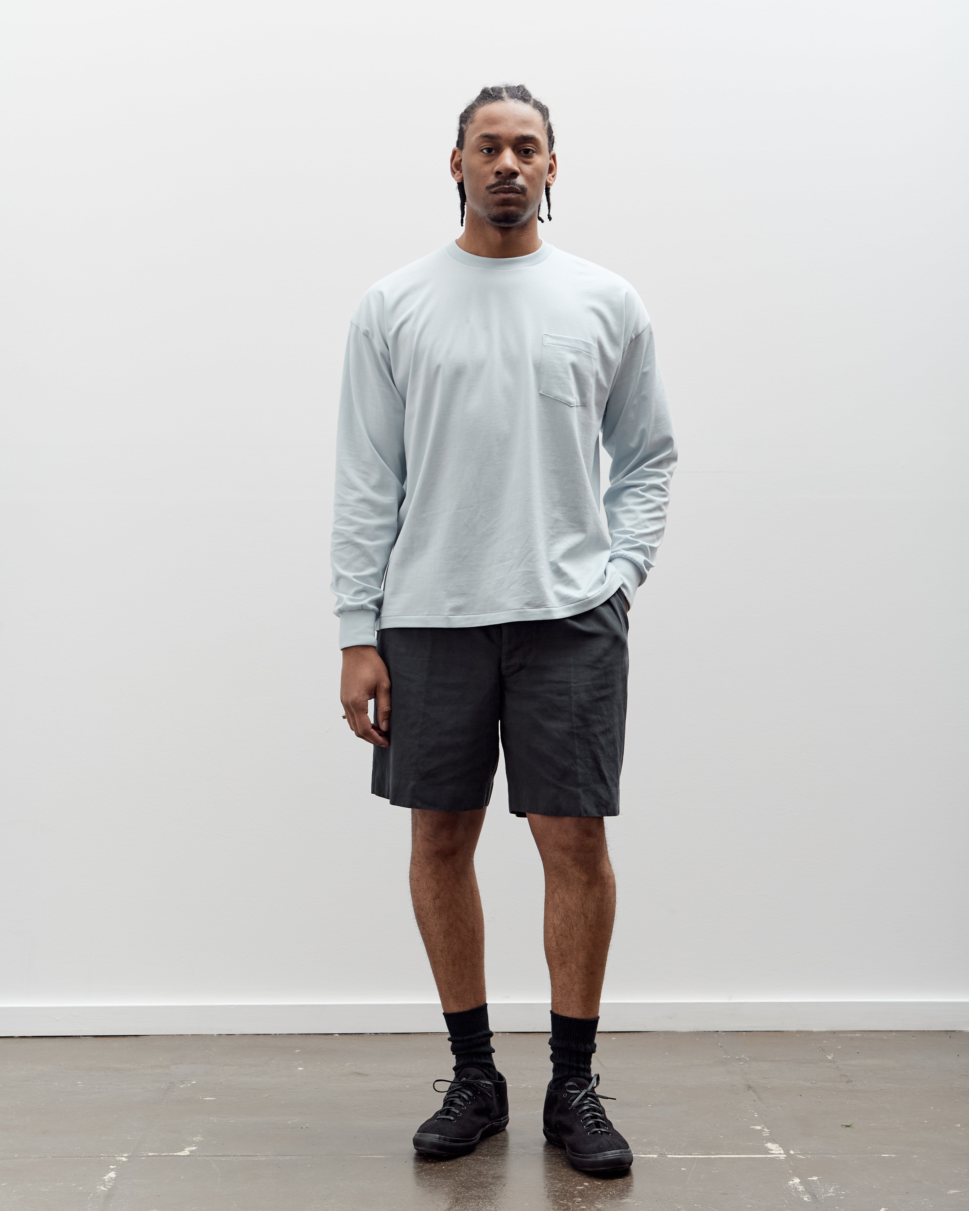 Lady White x Kaptain Sunshine Cotton Linen Short, Charcoal – Glasswing