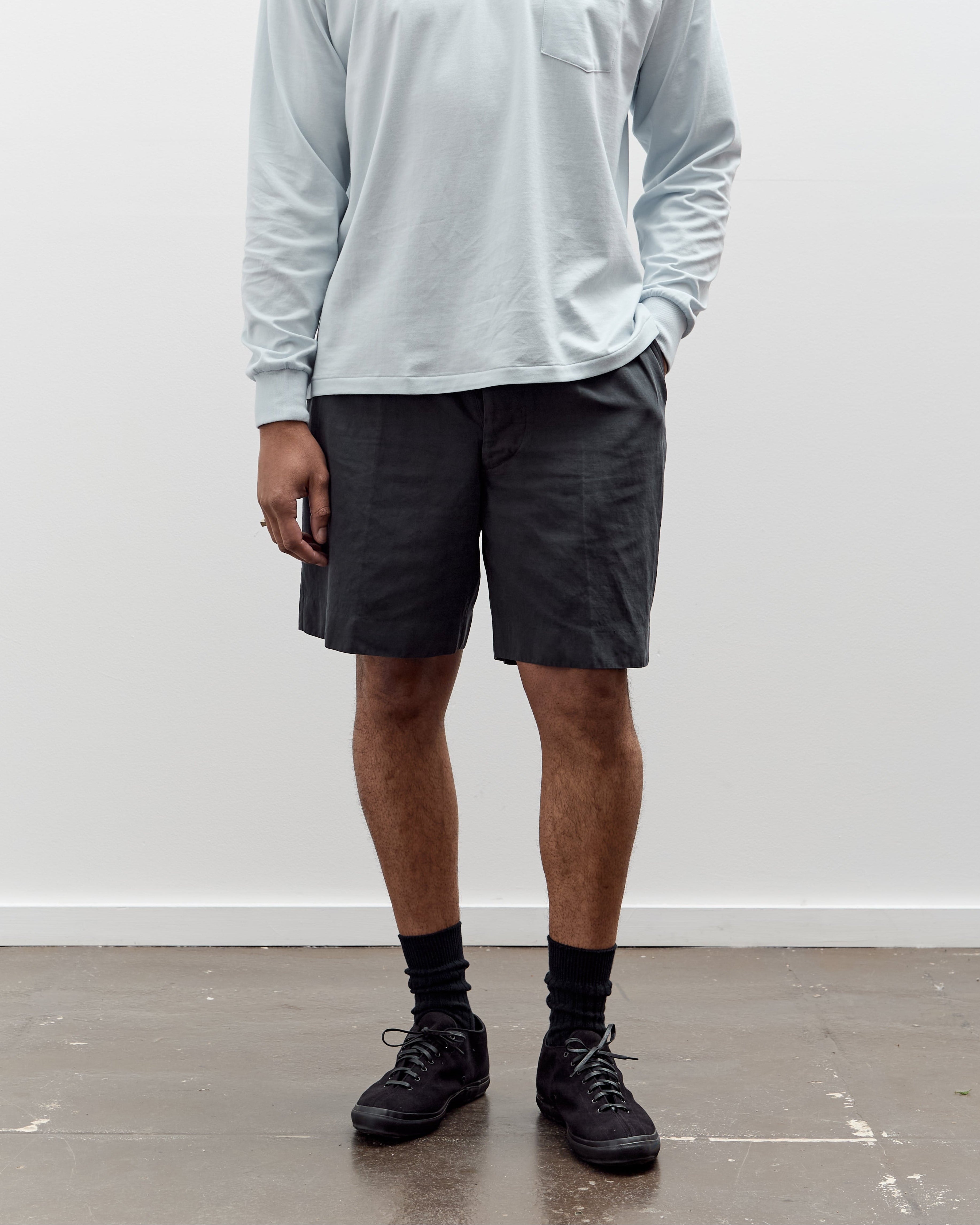 Lady White x Kaptain Sunshine Cotton Linen Short, Charcoal – Glasswing