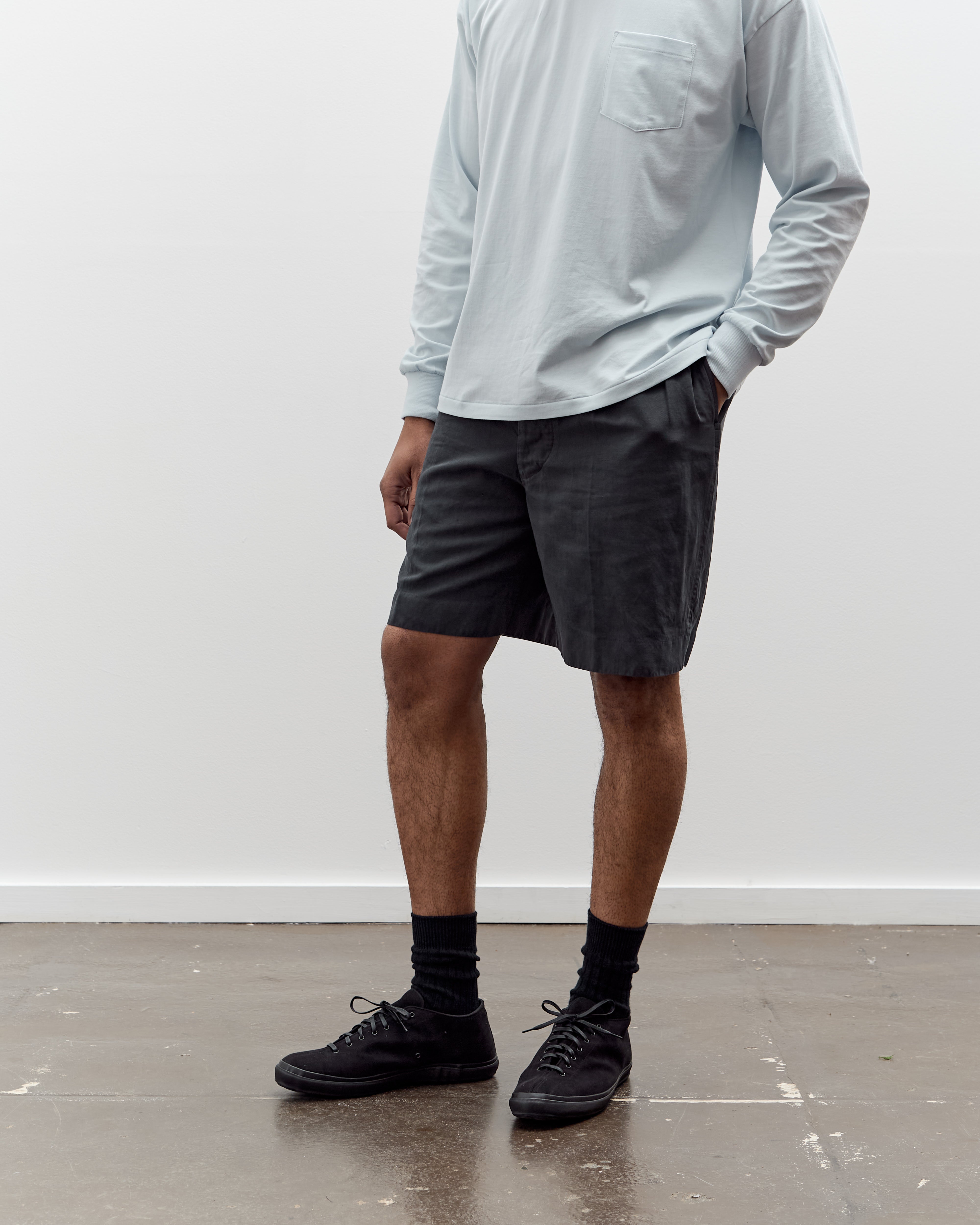 Lady White x Kaptain Sunshine Cotton Linen Short, Charcoal – Glasswing