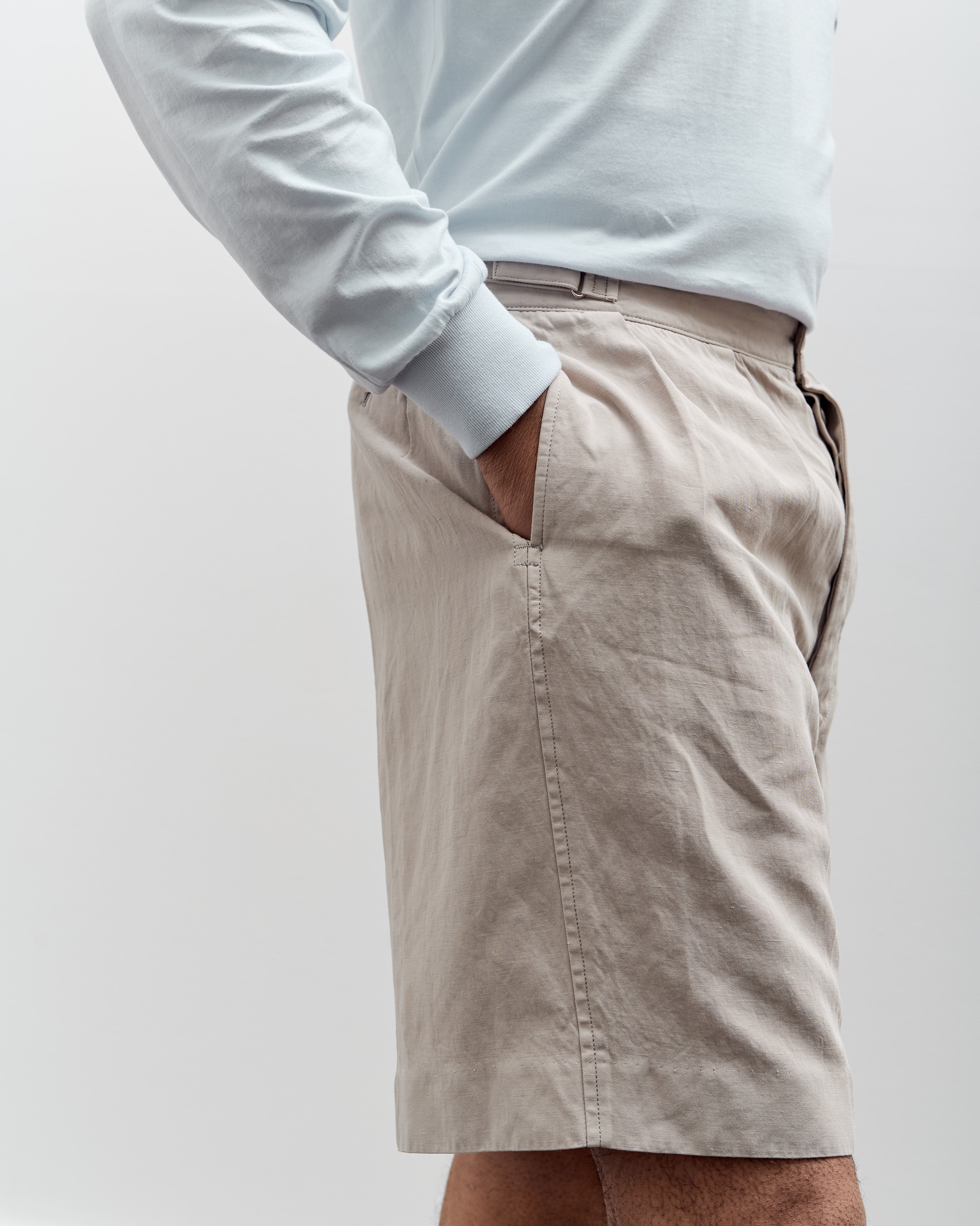 Lady White x Kaptain Sunshine Cotton Linen Short, Taupe – Glasswing
