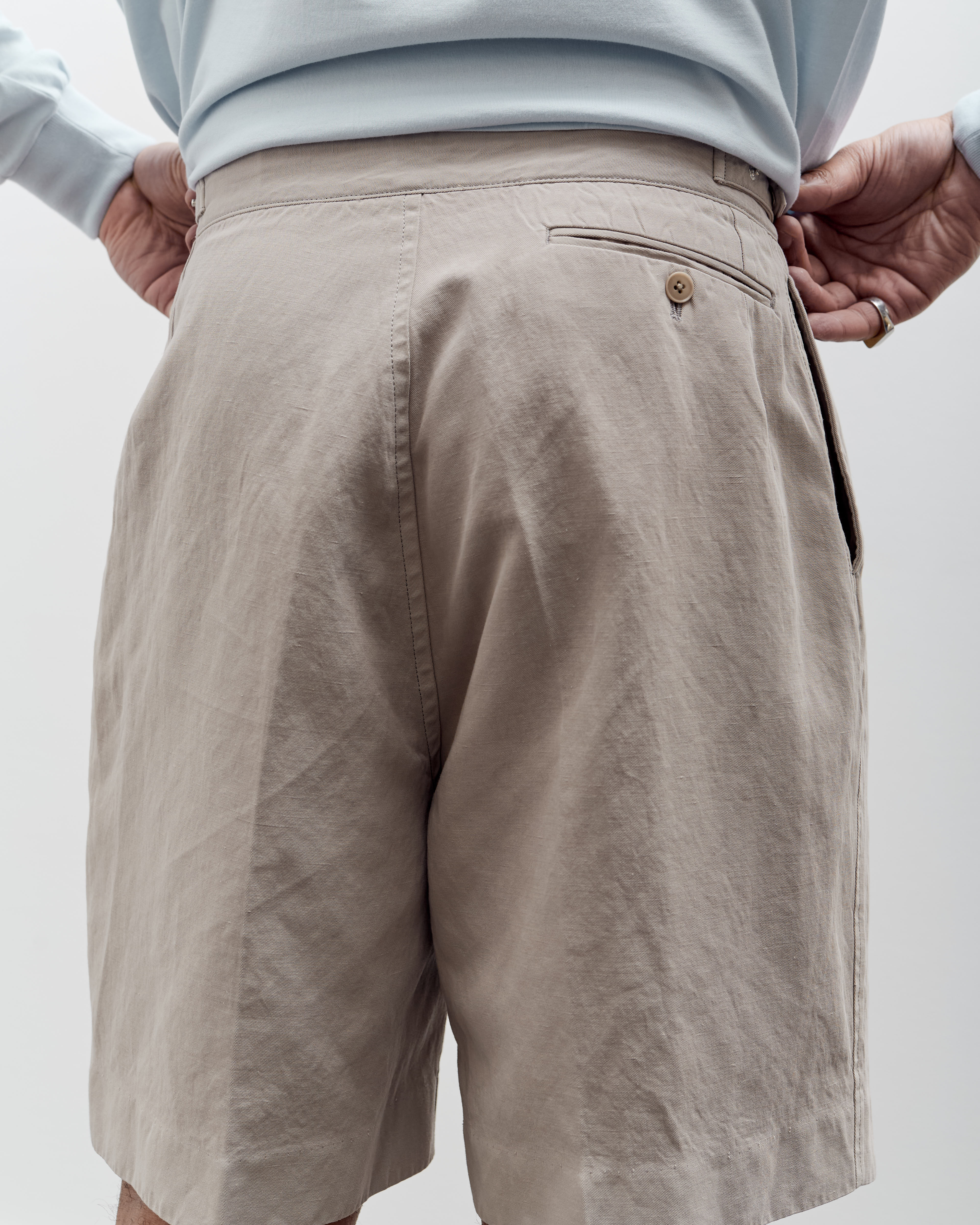 Lady White x Kaptain Sunshine Cotton Linen Short, Taupe – Glasswing