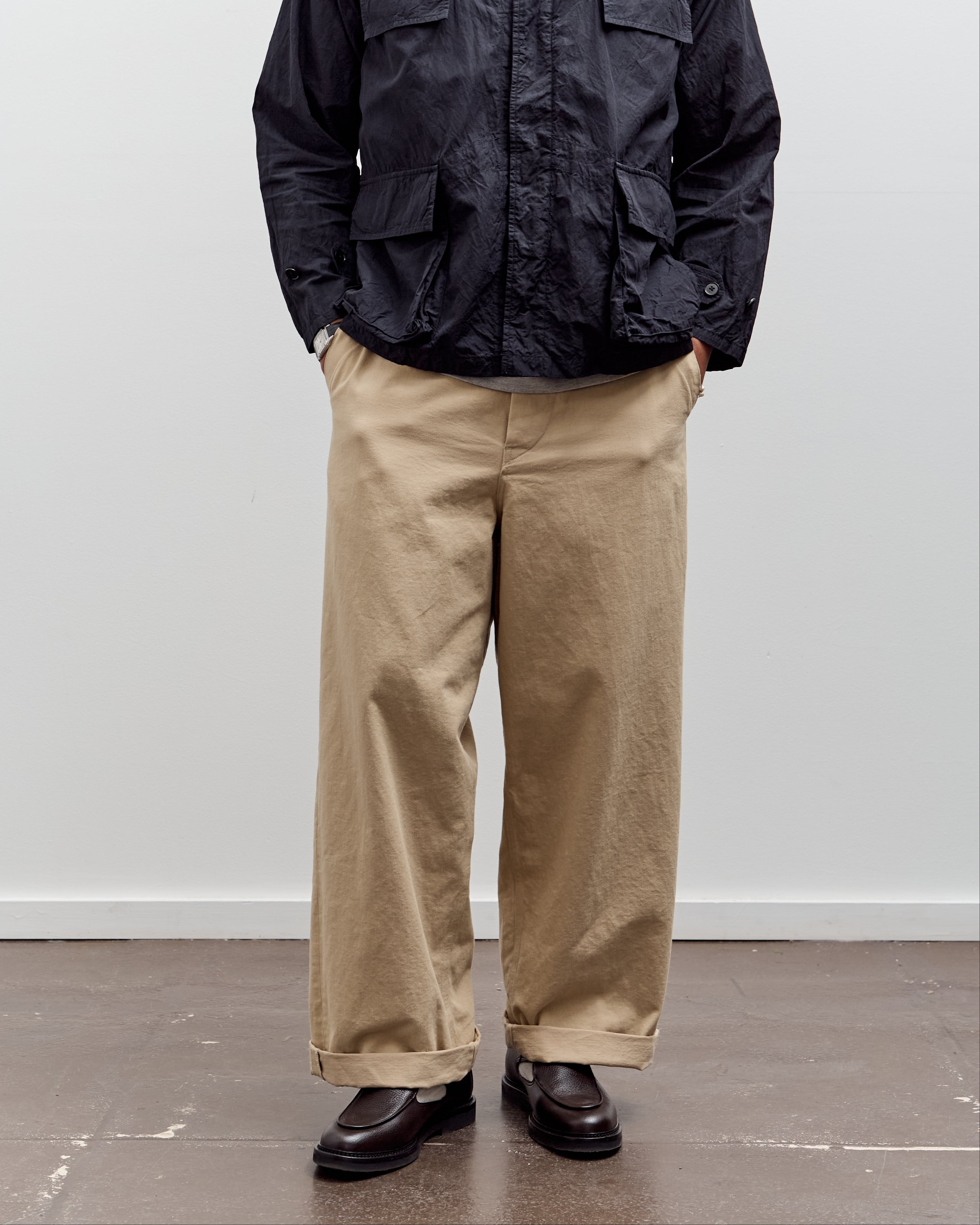 Kaptain Sunshine Cotton Drill Wide Pants, Khaki – Glasswing