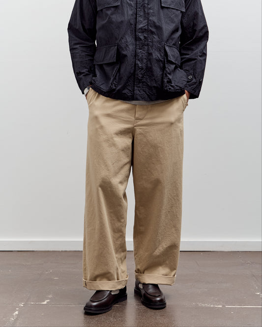 Kaptain Sunshine Cotton Drill Wide Pants, Khaki