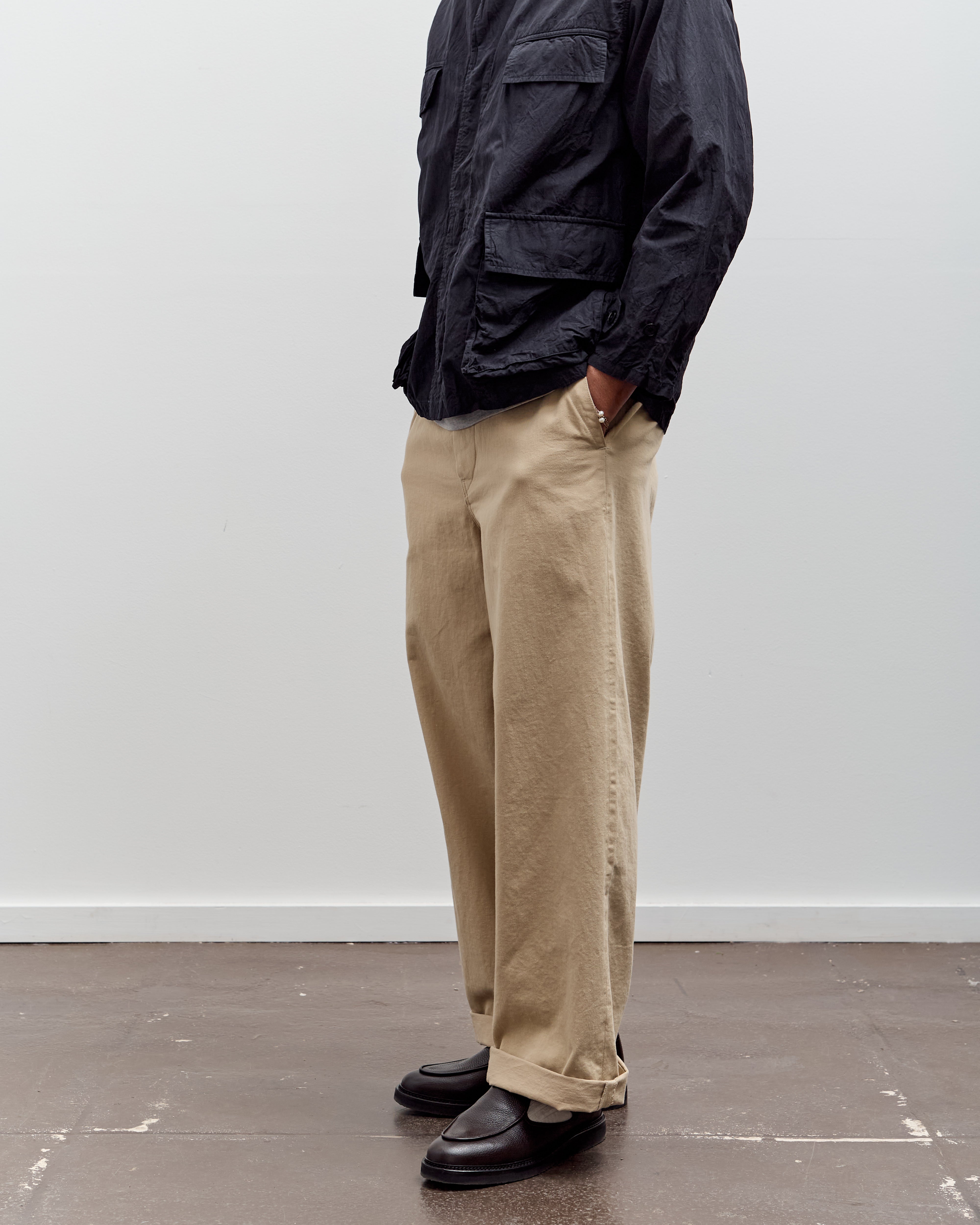 Kaptain Sunshine Cotton Drill Wide Pants, Khaki – Glasswing