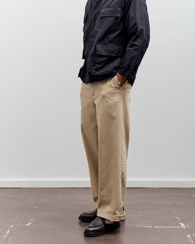 Kaptain Sunshine Cotton Drill Wide Pants, Khaki