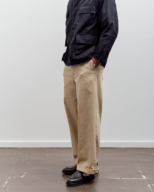 Kaptain Sunshine Cotton Drill Wide Pants, Khaki