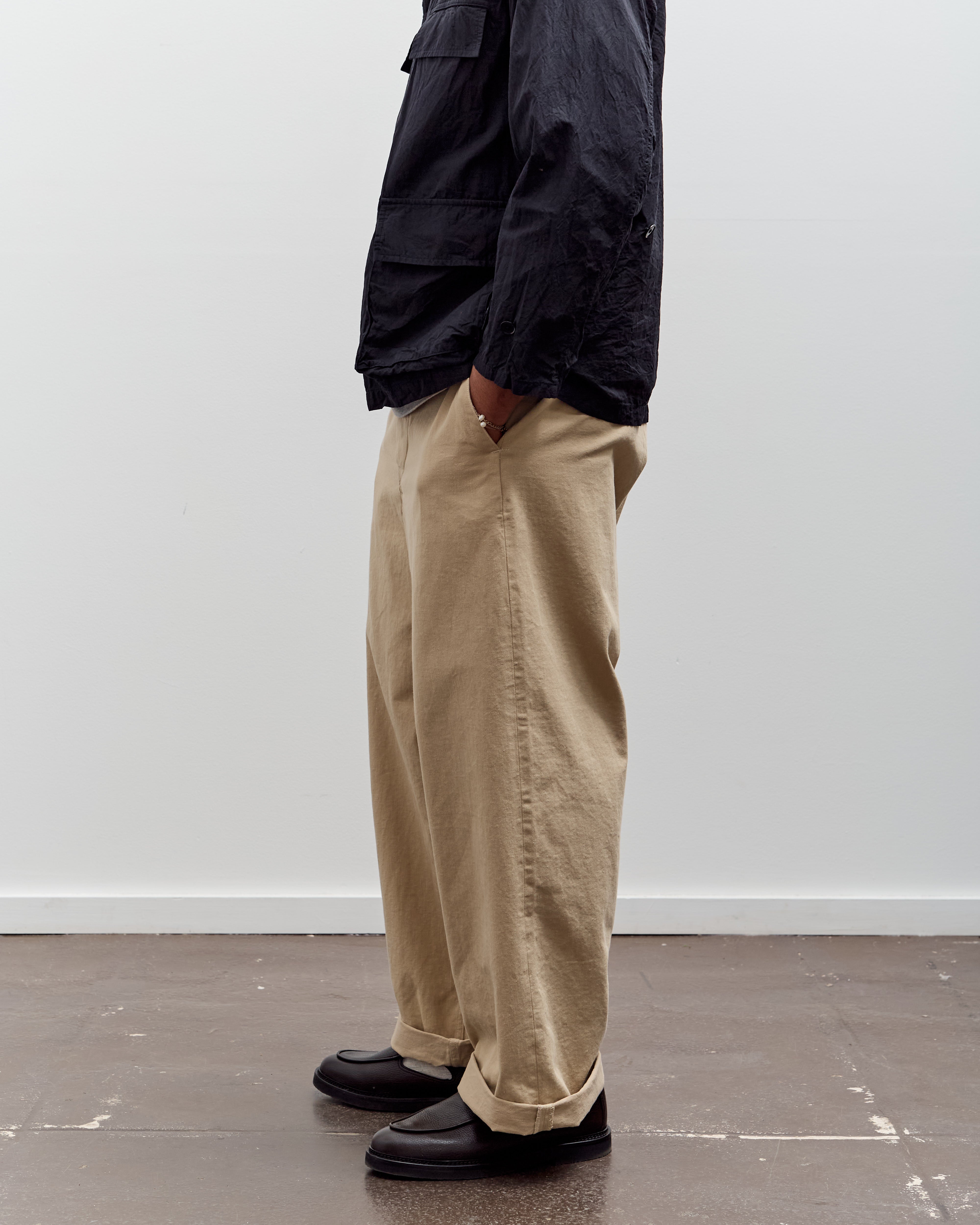 Kaptain Sunshine Cotton Drill Wide Pants, Khaki – Glasswing