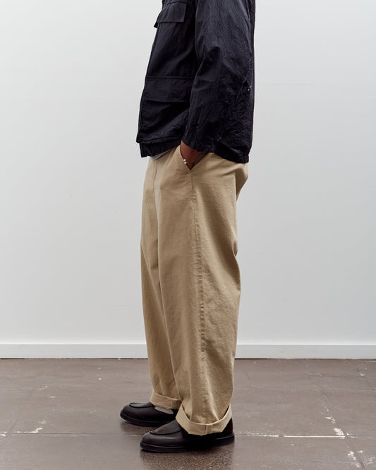 Kaptain Sunshine Cotton Drill Wide Pants, Khaki