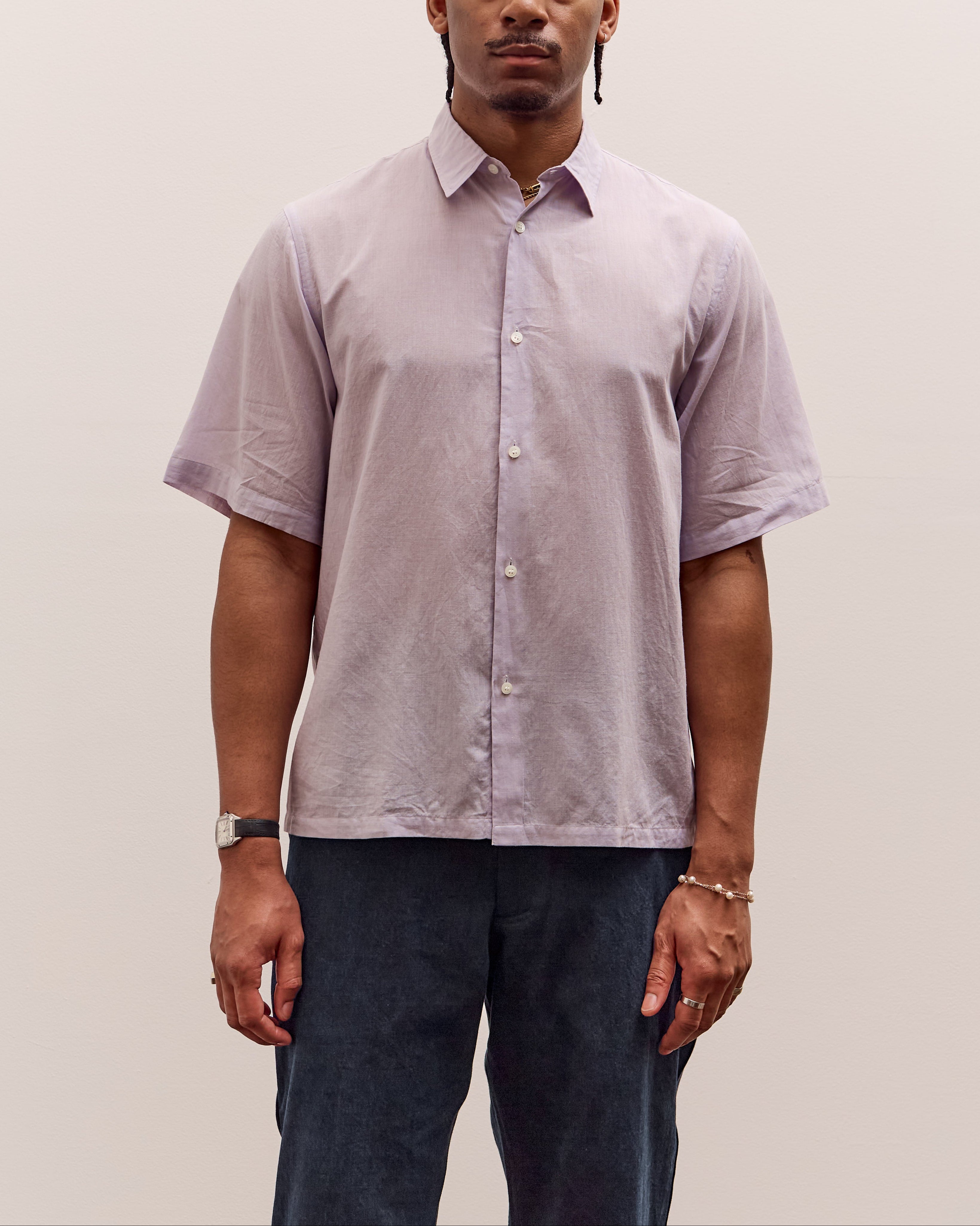 Kaptain Sunshine Plain SS Shirt, Lavender – Glasswing