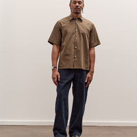 Kaptain Sunshine Plain SS Shirt Stripe, Brown