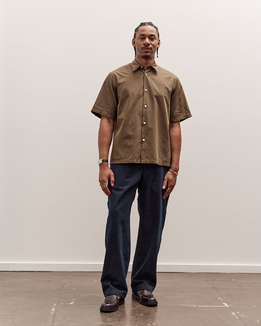 Kaptain Sunshine Plain SS Shirt Stripe, Brown